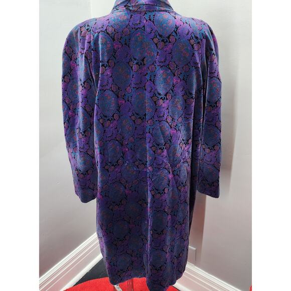 80s Vintage Velvet Oversize Coat Jacket Classic 80s - L - Picture 3 of 10